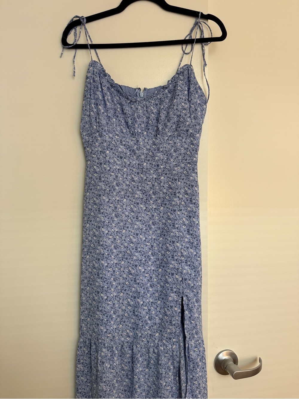 Abercrombie Blue Floral Midi Dress with Smocked Bodice